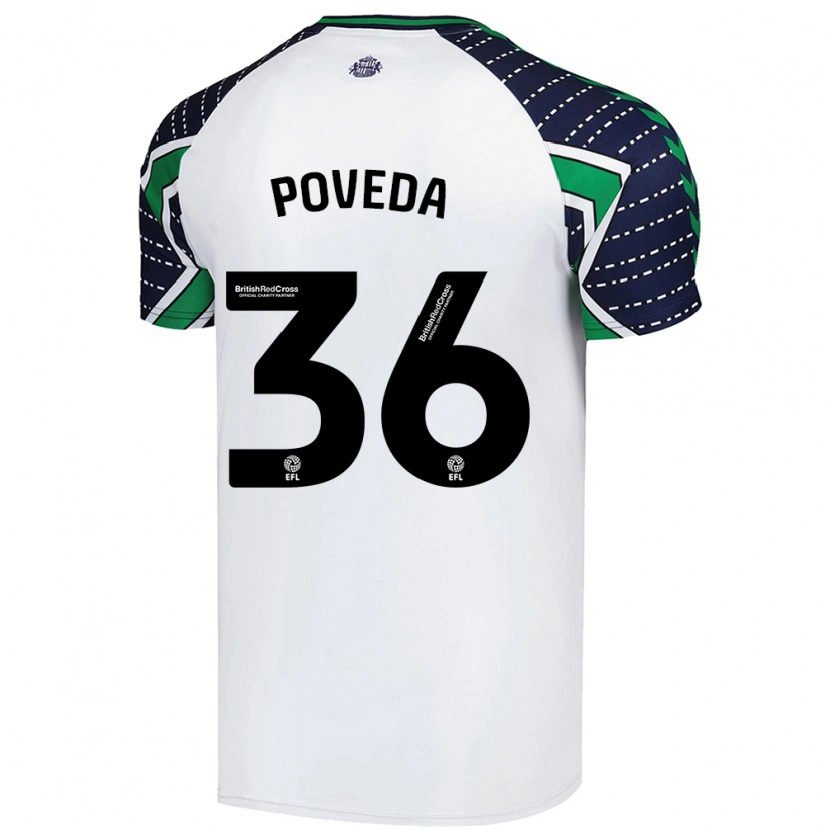 Danxen Uomo Maglia Ian Poveda #36 Bianco Kit Gara Away 2024/25 Maglietta