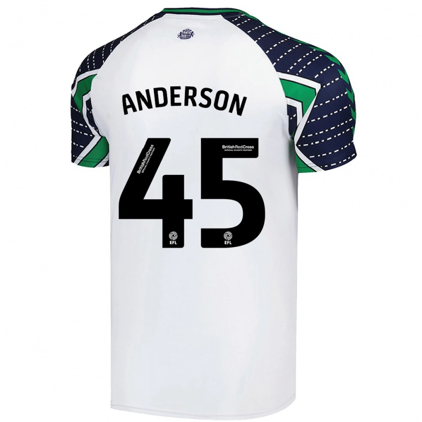 Danxen Uomo Maglia Joe Anderson #45 Bianco Kit Gara Away 2024/25 Maglietta