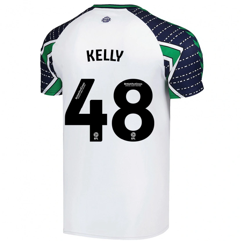 Danxen Uomo Maglia Caden Kelly #48 Bianco Kit Gara Away 2024/25 Maglietta