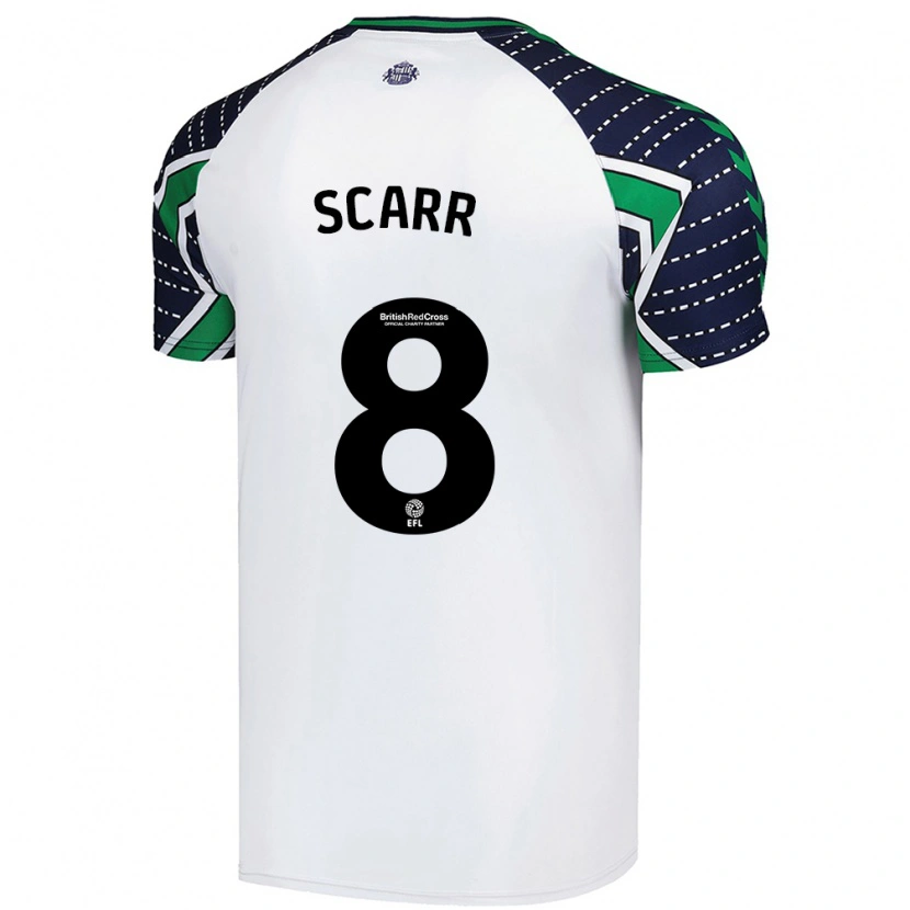 Danxen Uomo Maglia Emily Scarr #8 Bianco Kit Gara Away 2024/25 Maglietta