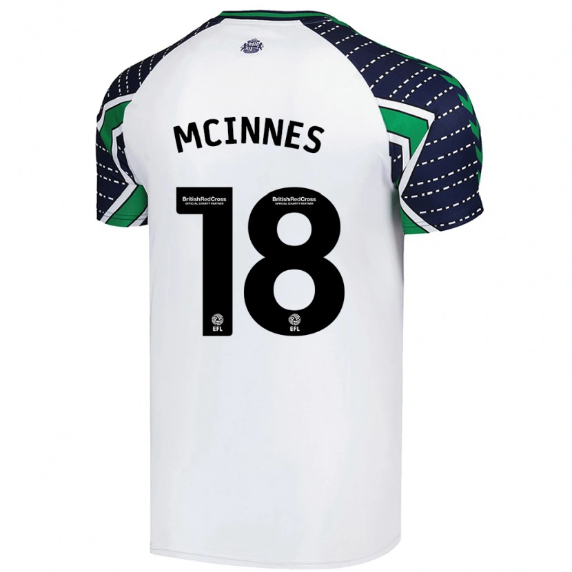 Danxen Uomo Maglia Libbi Mcinnes #18 Bianco Kit Gara Away 2024/25 Maglietta