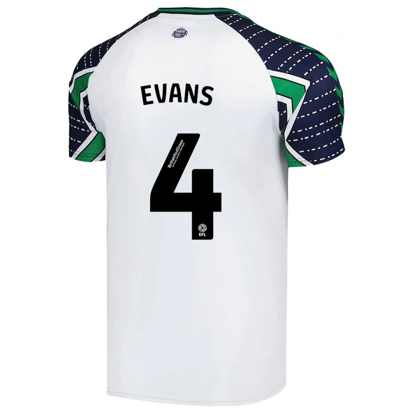 Danxen Uomo Maglia Corry Evans #4 Bianco Kit Gara Away 2024/25 Maglietta