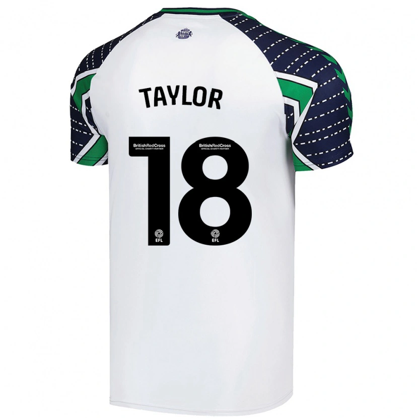 Danxen Uomo Maglia Ellis Taylor #18 Bianco Kit Gara Away 2024/25 Maglietta