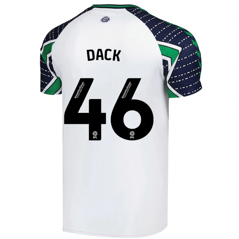 Danxen Uomo Maglia Bradley Dack #46 Bianco Kit Gara Away 2024/25 Maglietta