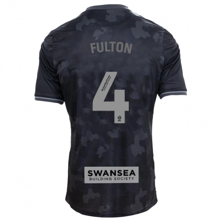 Danxen Uomo Maglia Jay Fulton #4 Nero Kit Gara Away 2024/25 Maglietta