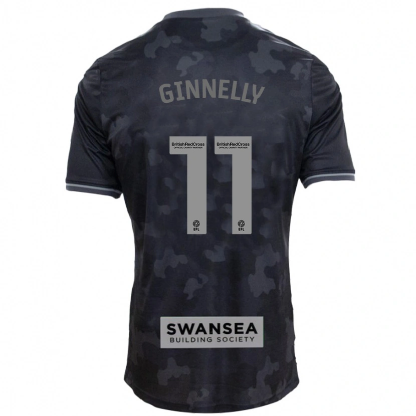 Danxen Uomo Maglia Josh Ginnelly #11 Nero Kit Gara Away 2024/25 Maglietta