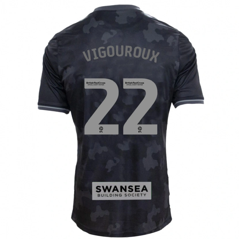 Danxen Uomo Maglia Lawrence Vigouroux #22 Nero Kit Gara Away 2024/25 Maglietta