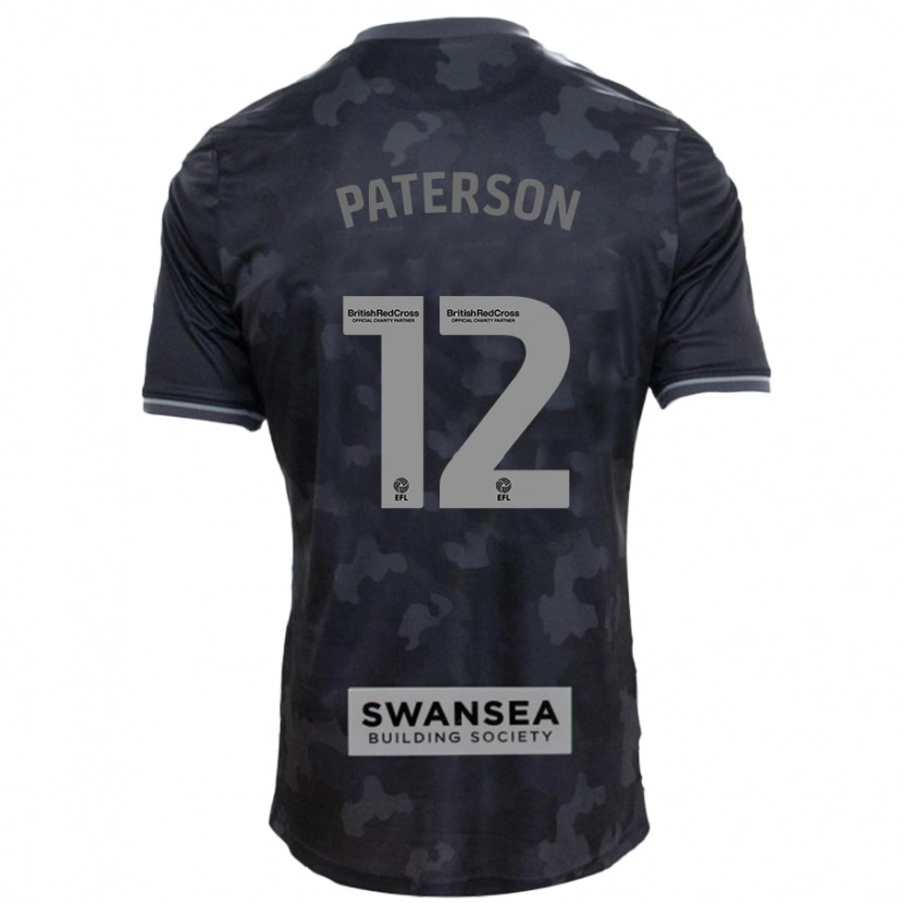 Danxen Uomo Maglia Jamie Paterson #12 Nero Kit Gara Away 2024/25 Maglietta
