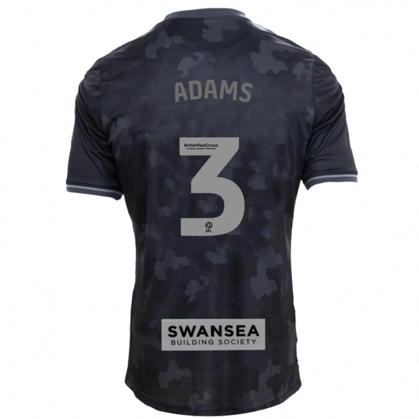 Danxen Uomo Maglia Sarah Adams #3 Nero Kit Gara Away 2024/25 Maglietta