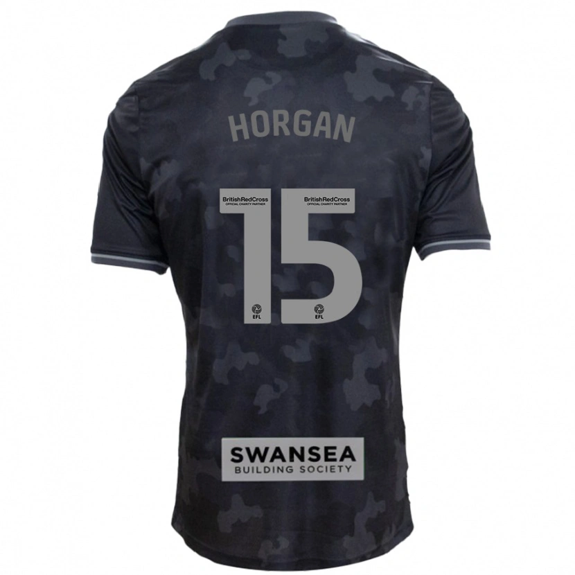 Danxen Uomo Maglia Gwenan Horgan #15 Nero Kit Gara Away 2024/25 Maglietta