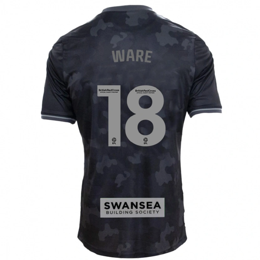Danxen Uomo Maglia Phoebe Ware #18 Nero Kit Gara Away 2024/25 Maglietta