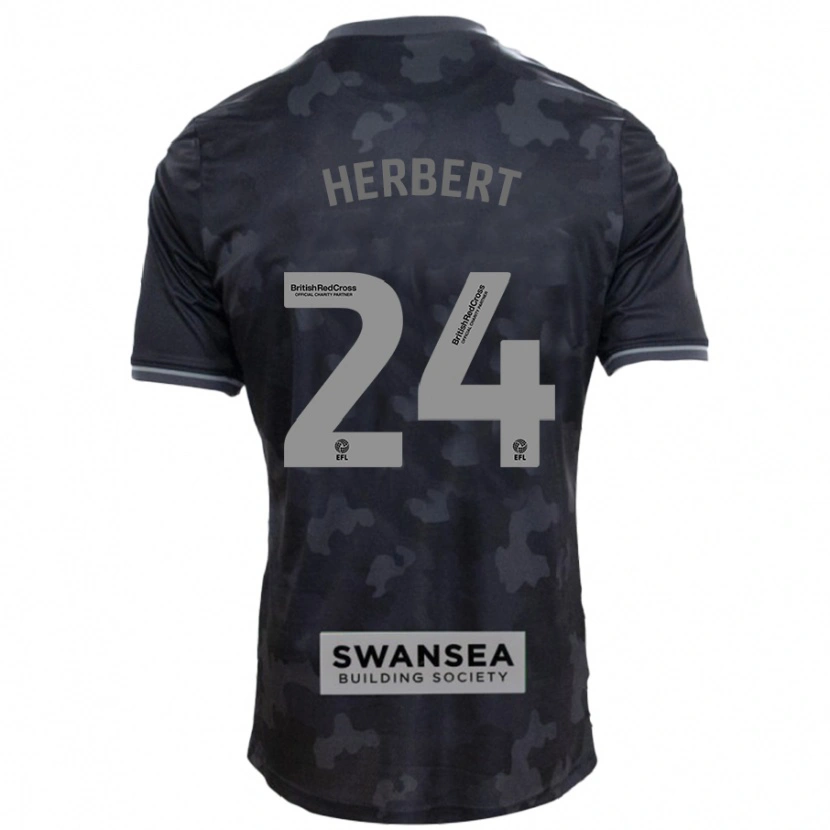 Danxen Uomo Maglia Chelsea Herbert #24 Nero Kit Gara Away 2024/25 Maglietta