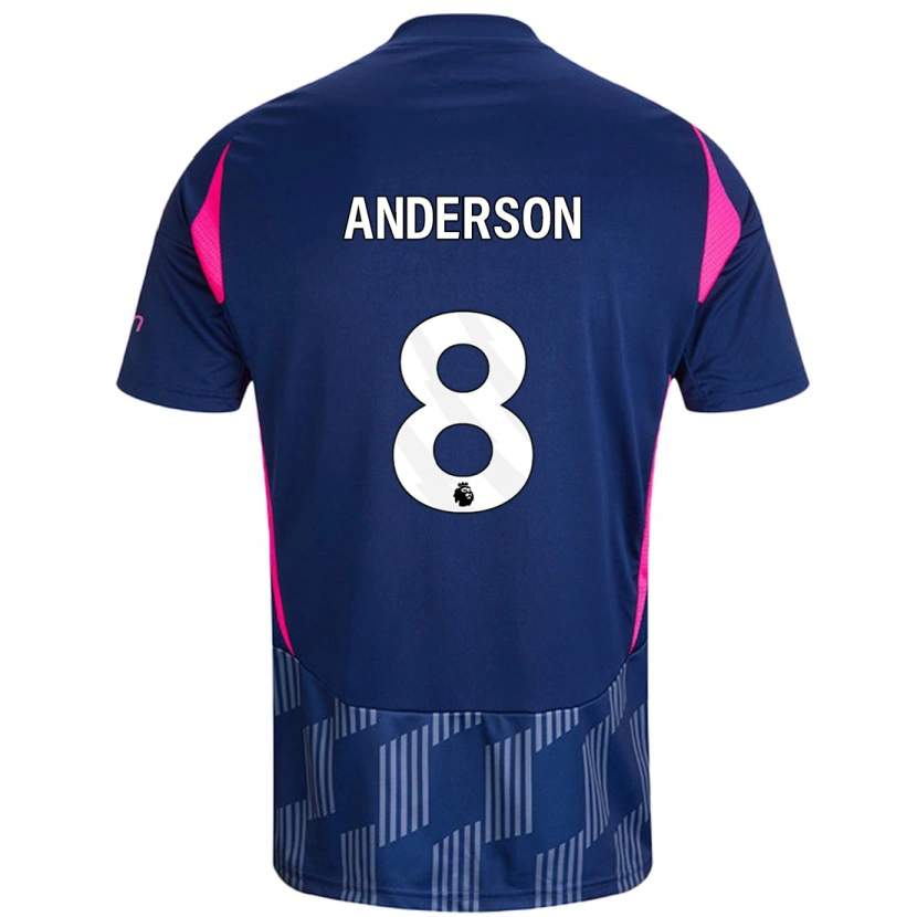 Danxen Uomo Maglia Elliot Anderson #8 Blu Royal Rosa Kit Gara Away 2024/25 Maglietta