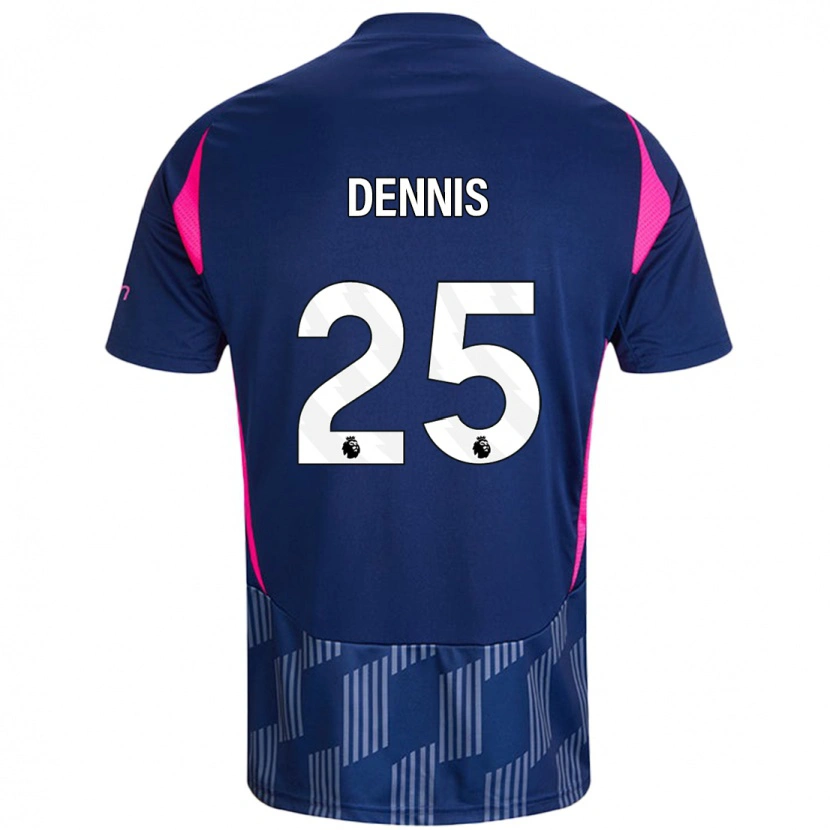 Danxen Uomo Maglia Emmanuel Dennis #25 Blu Royal Rosa Kit Gara Away 2024/25 Maglietta