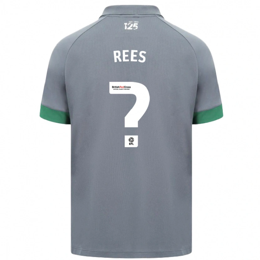 Danxen Uomo Maglia Osian Rees #0 Grigio Scuro Kit Gara Away 2024/25 Maglietta