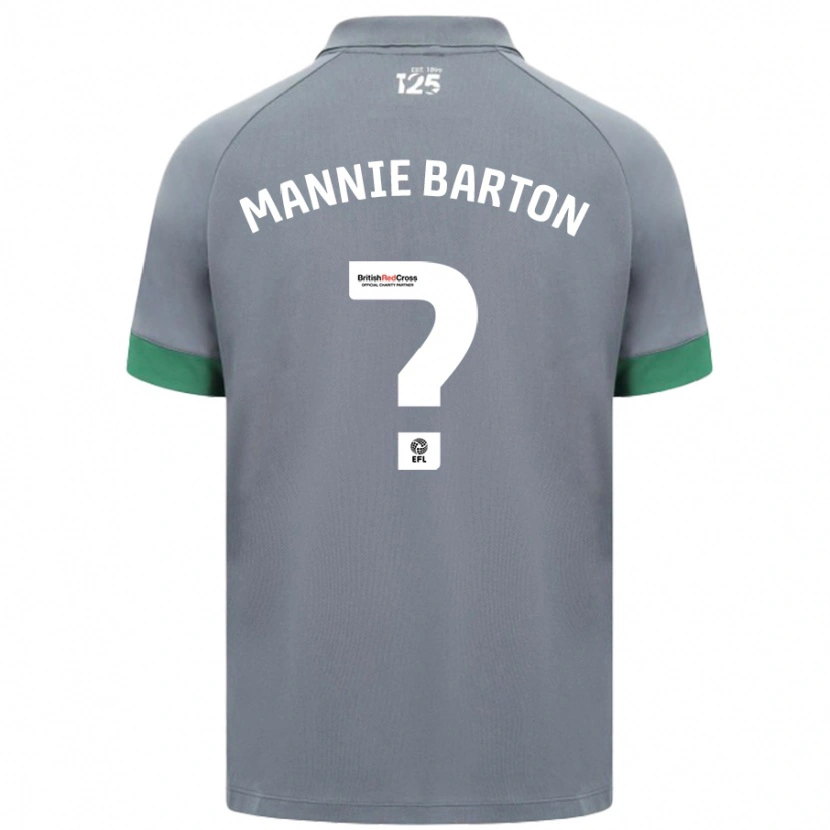 Danxen Uomo Maglia Mannie Barton #0 Grigio Scuro Kit Gara Away 2024/25 Maglietta
