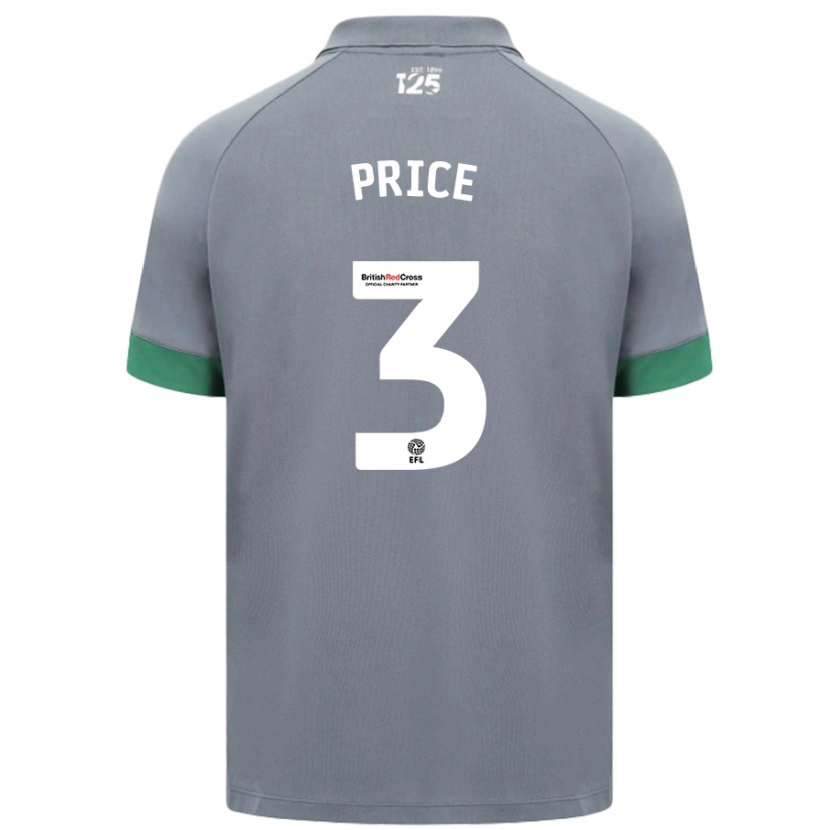 Danxen Uomo Maglia Ffion Price #3 Grigio Scuro Kit Gara Away 2024/25 Maglietta