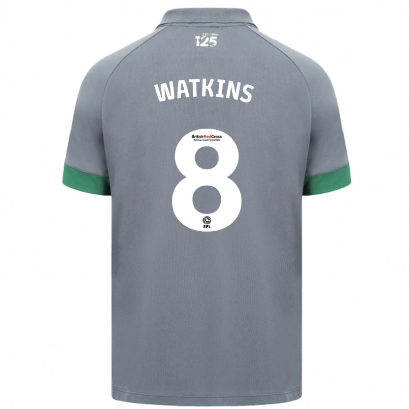Danxen Uomo Maglia Seren Watkins #8 Grigio Scuro Kit Gara Away 2024/25 Maglietta