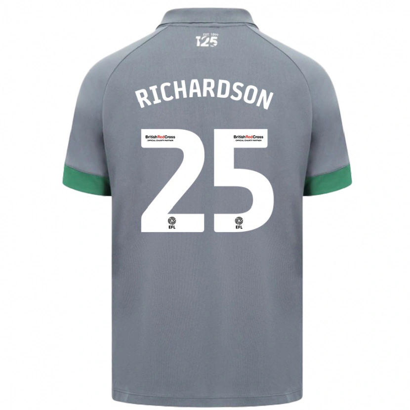 Danxen Uomo Maglia Tija Richardson #25 Grigio Scuro Kit Gara Away 2024/25 Maglietta