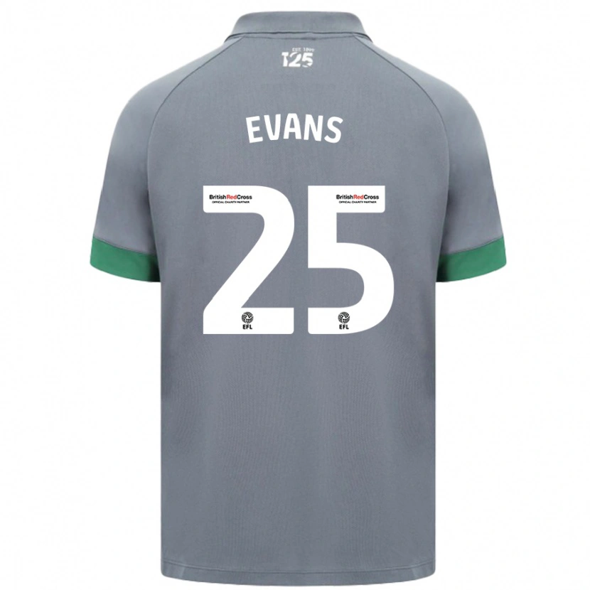 Danxen Uomo Maglia Kieron Evans #25 Grigio Scuro Kit Gara Away 2024/25 Maglietta