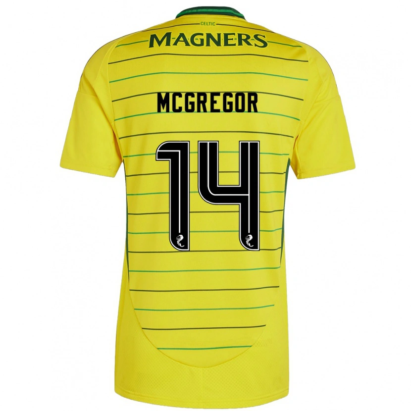 Danxen Uomo Maglia Shannon Mcgregor #14 Giallo Kit Gara Away 2024/25 Maglietta