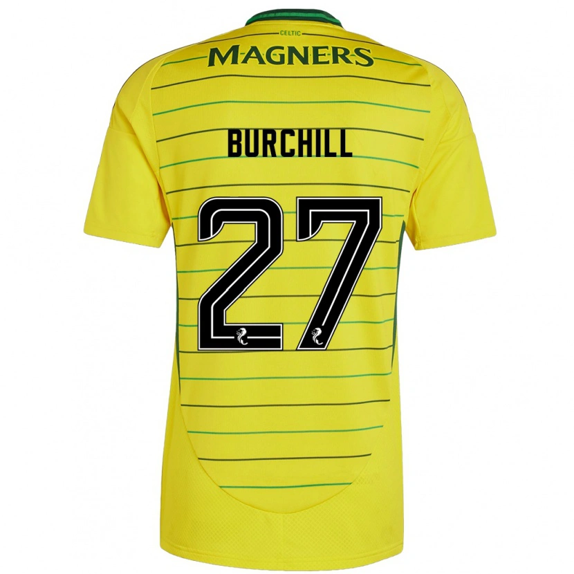 Danxen Uomo Maglia Tiree Burchill #27 Giallo Kit Gara Away 2024/25 Maglietta