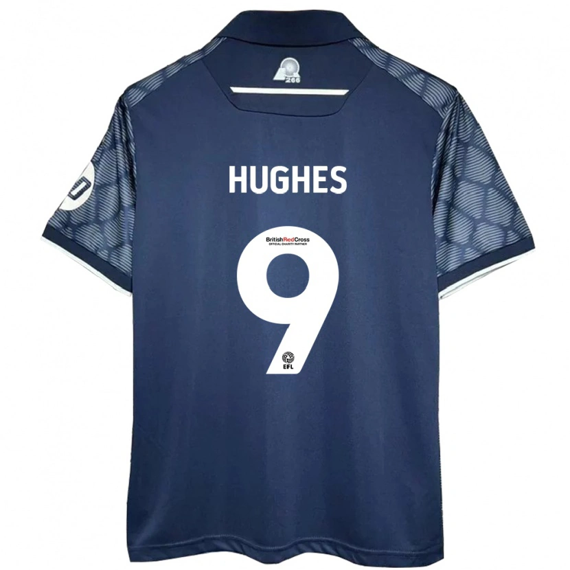 Danxen Uomo Maglia Rosie Hughes #9 Nero Kit Gara Away 2024/25 Maglietta