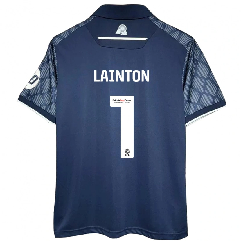 Danxen Uomo Maglia Rob Lainton #1 Nero Kit Gara Away 2024/25 Maglietta