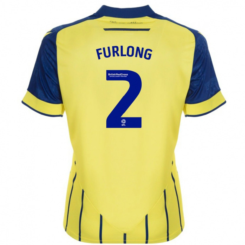 Danxen Uomo Maglia Darnell Furlong #2 Giallo Blu Kit Gara Away 2024/25 Maglietta