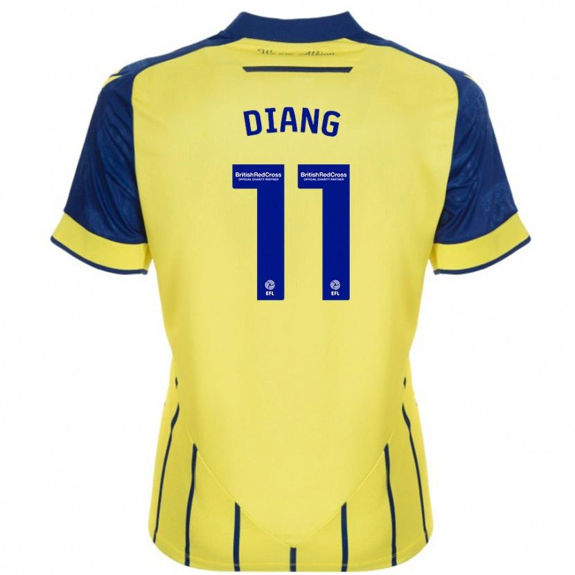 Danxen Uomo Maglia Grady Diangana #11 Giallo Blu Kit Gara Away 2024/25 Maglietta