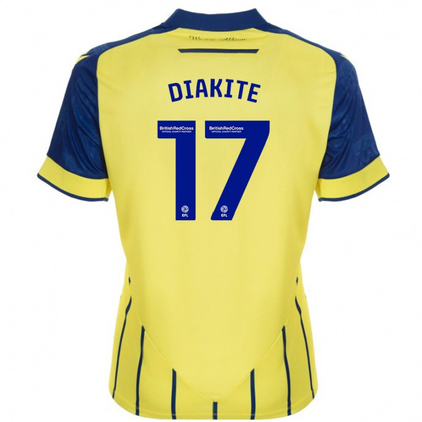 Danxen Uomo Maglia Ousmane Diakité #17 Giallo Blu Kit Gara Away 2024/25 Maglietta