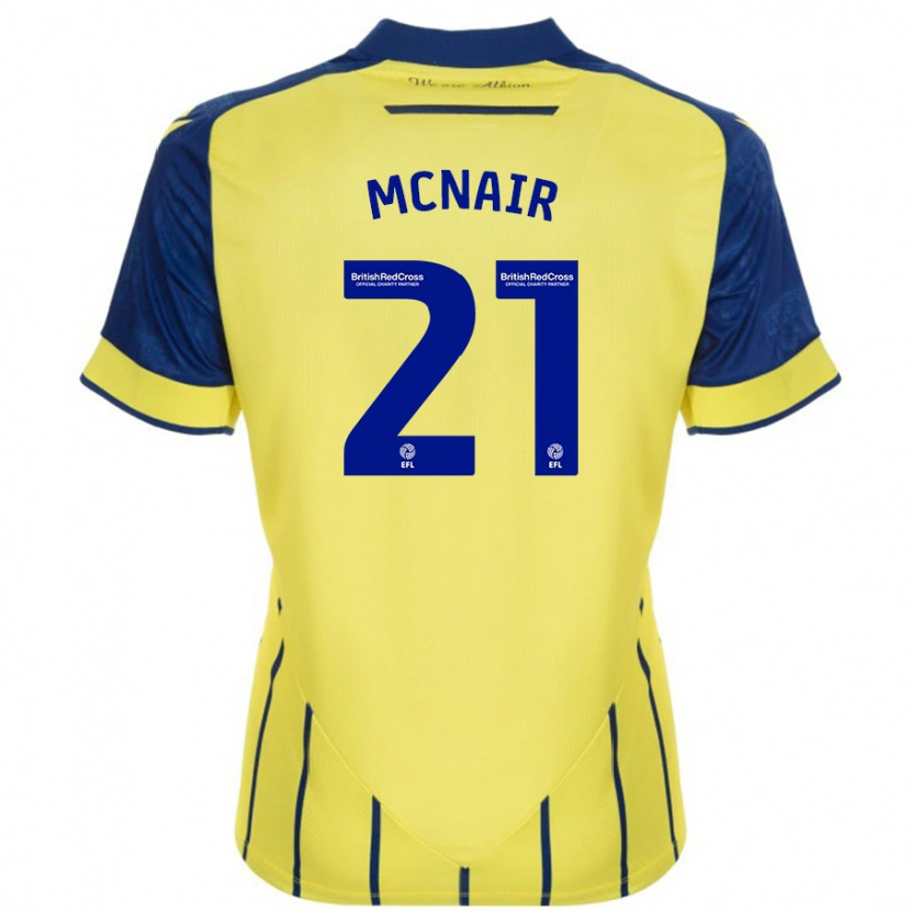 Danxen Uomo Maglia Paddy Mcnair #21 Giallo Blu Kit Gara Away 2024/25 Maglietta
