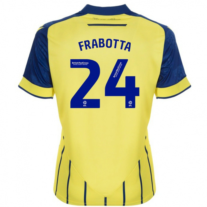 Danxen Uomo Maglia Gianluca Frabotta #24 Giallo Blu Kit Gara Away 2024/25 Maglietta