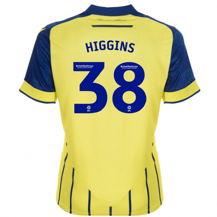 Danxen Uomo Maglia Akeel Higgins #38 Giallo Blu Kit Gara Away 2024/25 Maglietta