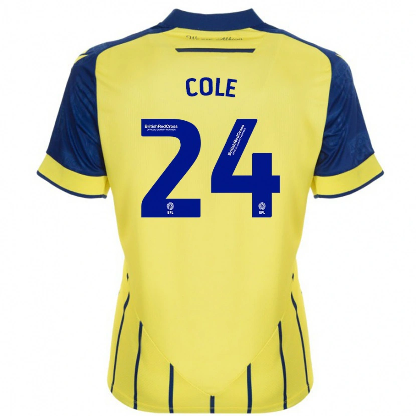 Danxen Uomo Maglia Delphi Cole #24 Giallo Blu Kit Gara Away 2024/25 Maglietta