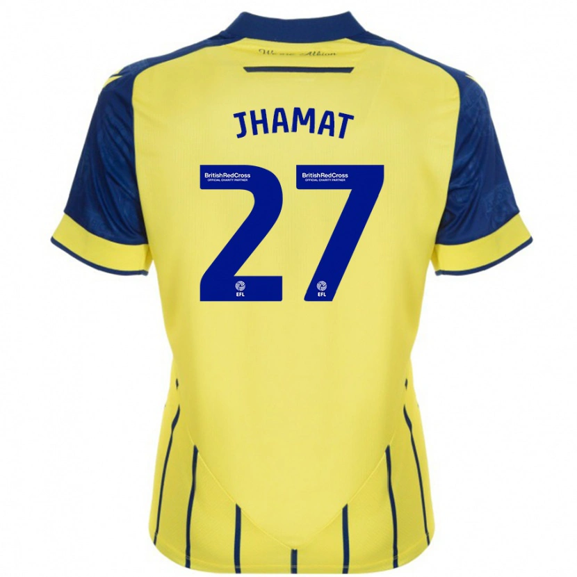 Danxen Uomo Maglia Simran Jhamat #27 Giallo Blu Kit Gara Away 2024/25 Maglietta