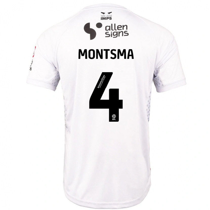 Danxen Uomo Maglia Lewis Montsma #4 Rosso Bianco Kit Gara Away 2024/25 Maglietta