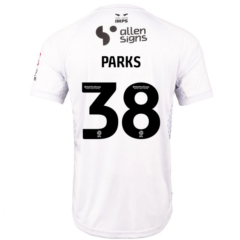 Danxen Uomo Maglia Charlie Parks #38 Rosso Bianco Kit Gara Away 2024/25 Maglietta