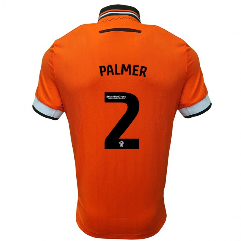 Danxen Uomo Maglia Liam Palmer #2 Arancione Bianco Kit Gara Away 2024/25 Maglietta