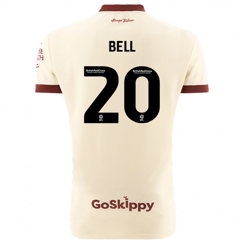 Danxen Uomo Maglia Sam Bell #20 Crema Bianco Kit Gara Away 2024/25 Maglietta