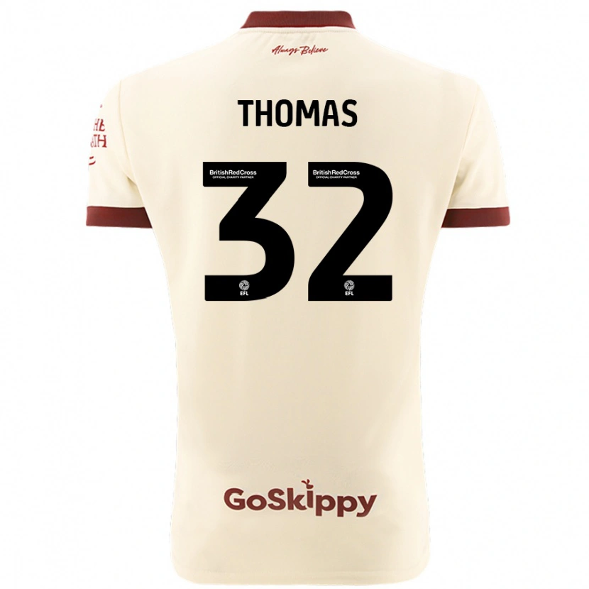 Danxen Uomo Maglia Lewis Thomas #32 Crema Bianco Kit Gara Away 2024/25 Maglietta