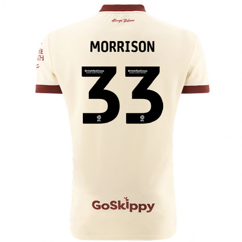 Danxen Uomo Maglia Elijah Morrison #33 Crema Bianco Kit Gara Away 2024/25 Maglietta
