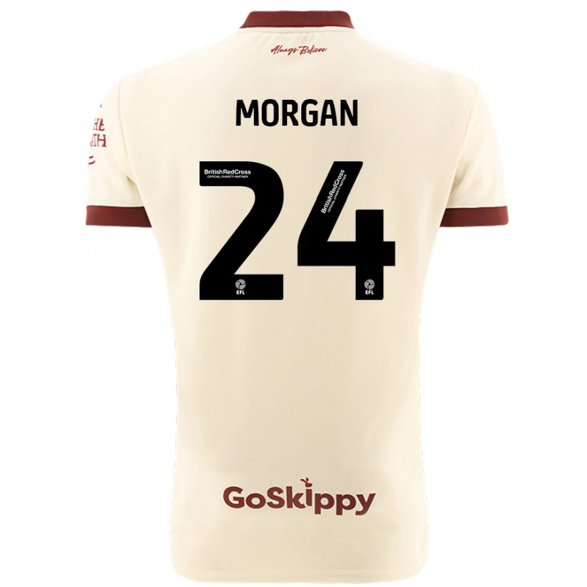 Danxen Uomo Maglia Ffion Morgan #24 Crema Bianco Kit Gara Away 2024/25 Maglietta