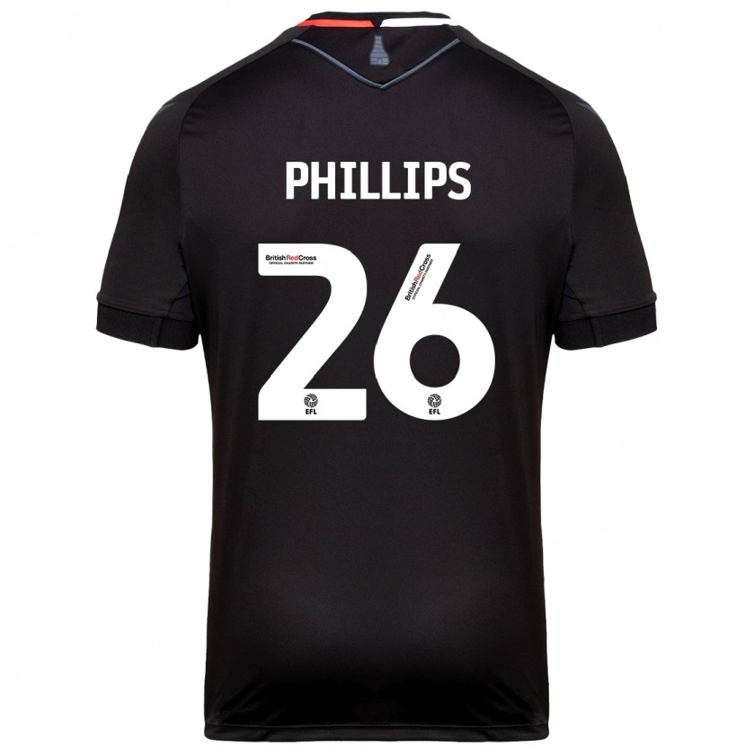 Danxen Uomo Maglia Ashley Phillips #26 Nero Kit Gara Away 2024/25 Maglietta