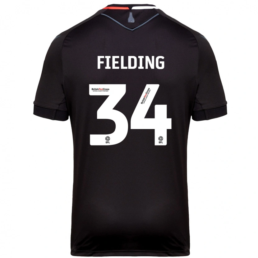 Danxen Uomo Maglia Frank Fielding #34 Nero Kit Gara Away 2024/25 Maglietta