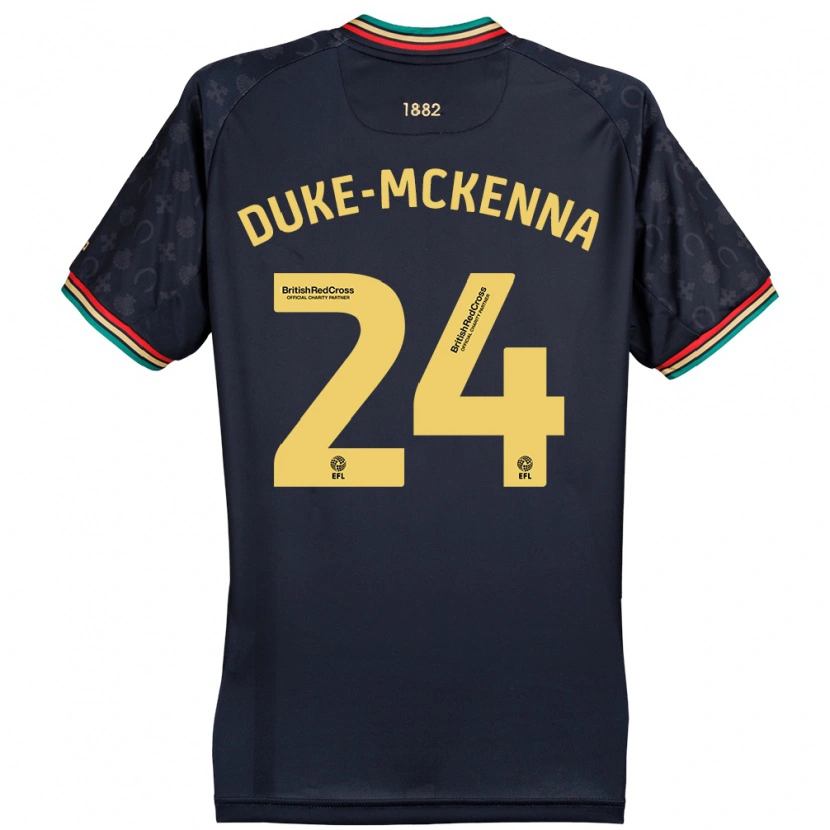 Danxen Uomo Maglia Stephen Duke-Mckenna #24 Blu Navy Scuro Kit Gara Away 2024/25 Maglietta
