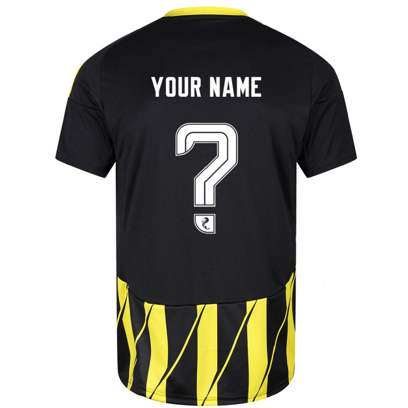 Danxen Uomo Maglia Il Tuo Nome #0 Nero Giallo Kit Gara Away 2024/25 Maglietta