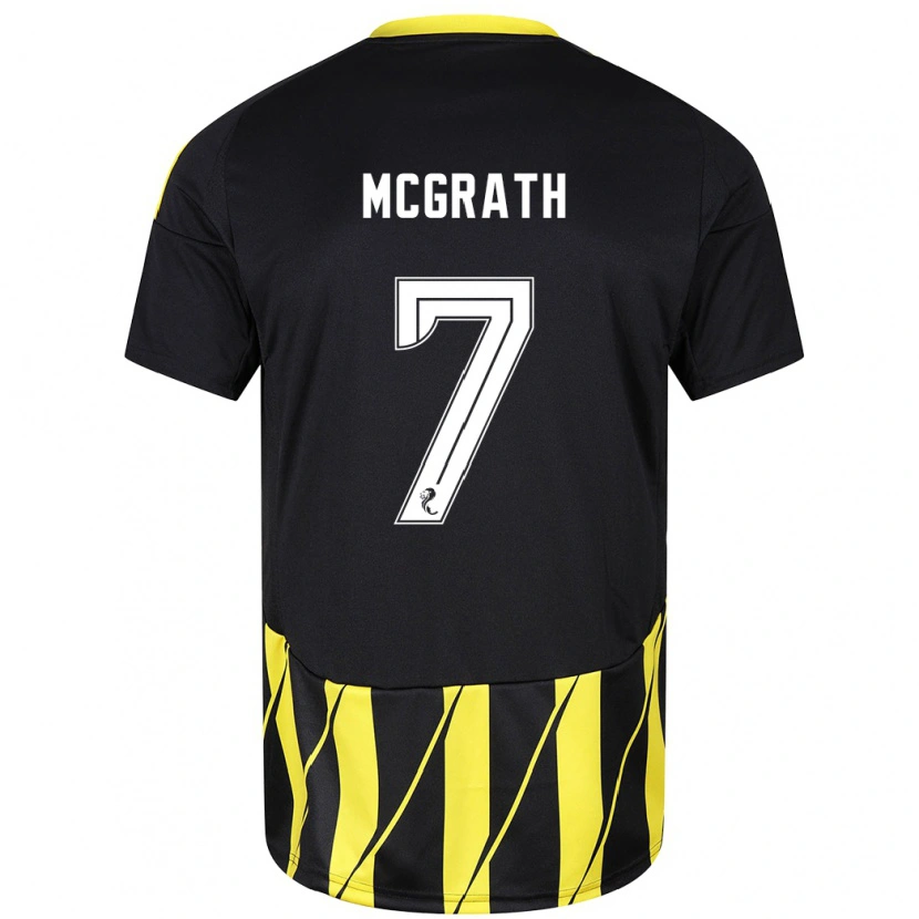 Danxen Uomo Maglia Jamie Mcgrath #7 Nero Giallo Kit Gara Away 2024/25 Maglietta