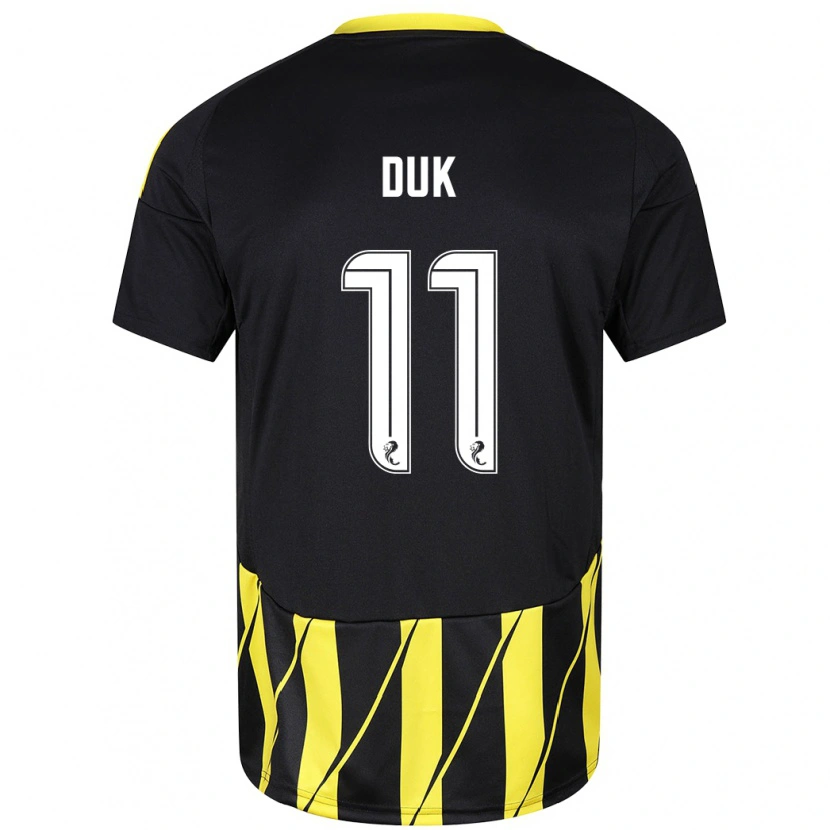 Danxen Uomo Maglia Duk #11 Nero Giallo Kit Gara Away 2024/25 Maglietta