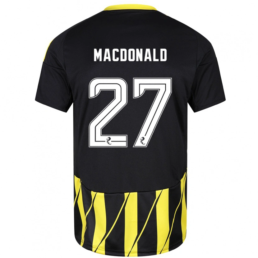Danxen Uomo Maglia Angus Macdonald #27 Nero Giallo Kit Gara Away 2024/25 Maglietta